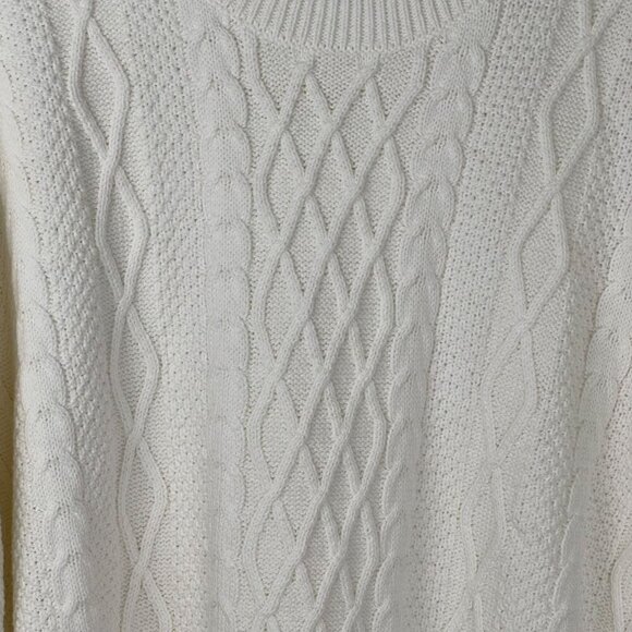 J. Crew Factory NEW Ivory Fisherman Cable-Knit Poncho Sweater One Size BW669 - Picture 3 of 12